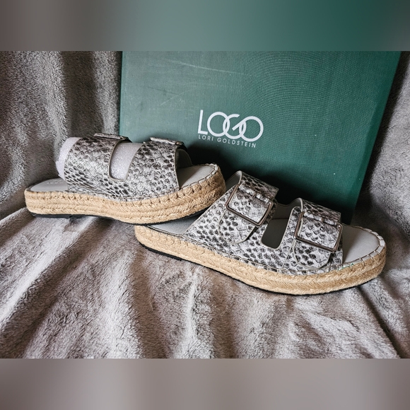 LOGO Lori Goldstein Espadrille Sandal Lindsay Leather Snake Skin Open Toe Sz 8.5 - Picture 6 of 11